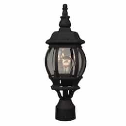 French Style Outdoor Post Mount w/o Bulb, 1 Light, E26, Textured Black