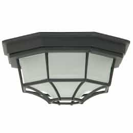 Small Octagonal Bulkhead Flush Mount w/o Bulb, E26, Textured Black