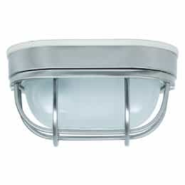 Oval Bulkhead Flush Mount w/o Bulb, 1 Light, E26, Stainless Steel