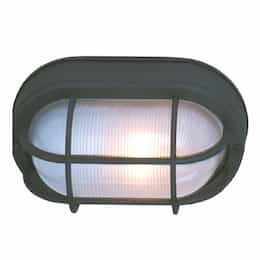 Large Oval Bulkhead Flush Mount w/o Bulb, 1 Light, E26, Textured Black