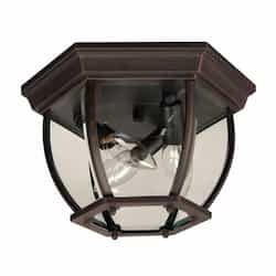 Bent Glass Outdoor Flush Mount w/o Bulb, 3 Light, E12, Textured Black