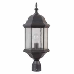 Hex Style Outdoor Post Mount w/o Bulb, 1 Light, E26, Textured Black
