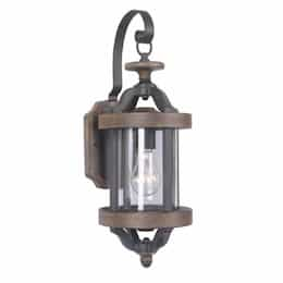 Small Ashwood Outdoor Wall Sconce w/o Bulb, E26, Black/Whiskey Barrel