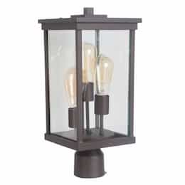 Large Riviera III Outdoor Post Mount w/o Bulb, 3 Light, Oiled Bronze