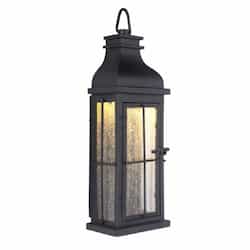 8W LED Vincent Outdoor Lantern Wall Sconce, Non-Dim, 3000K, Midnight