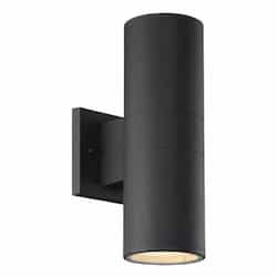 20W LED Pillar Outdoor Wall Sconce, Dim, 1002lm, 3000K, Textured Black