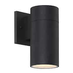 10W LED Pillar Outdoor Wall Sconce, Dim, 502 lm, 3000K, Textured Black