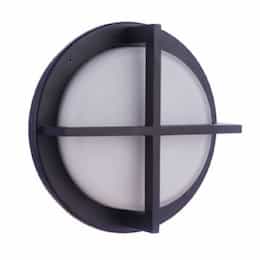 Large Round Bulkhead Outdoor Wall Sconce w/o Bulb, E12, Textured Black