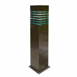 Square Steel Bollard Light w/o Bulb, E26, 120V, Bronze