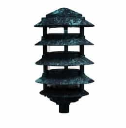 11W 6" 5-Tier LED Pagoda Pathway Light w/ 3" Base, 3000K, Verde Green