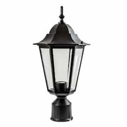 16W LED Daniella Post Top Fixture, Single-Head, 120V, Black/Clear