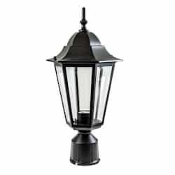 16W LED Daniella Post Top Fixture, Single-Head, 120V, Black/Frosted