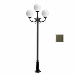 10-ft 9W LED Globe Lamp Post, Three-Head, A19, GU24, 120V, Bronze