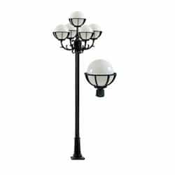 Dabmar 16W 10-in 5-Head Globe LED Light Post w/ Polycarbonate Lens, Black