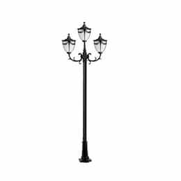 10-ft 6W LED Rachel Lamp Post, Three-Head, A19, 120V, Black