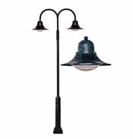 Dabmar 60W Two Arm Drop Post LED Lamp Post Fixture, 3000K, Verde Green