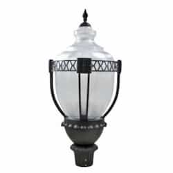 120W LED Acorn Post Top Fixture w/ Clear Lens, 120V-277V, 4100K, BK