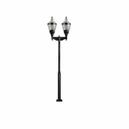 120W Two Light Clear Top Acorn LED Lamp Post Fixture w/PC Lens, Black