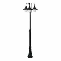 Three Headed Post Light Fixture w/o Bulb, 120V, Black