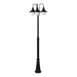 18W LED Three Headed Post Light Fixture, A19, 120V, 3000K, Black