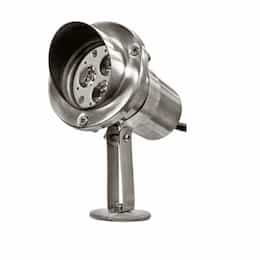 7W LED Directional Spot Light w/ Hood, MR16, Bi-Pin Base, 12V, 2700K, Stainless Steel