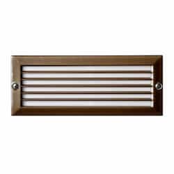5W LED Recessed Louvered Step & Wall Fixture, 12V, 6400K, Bronze