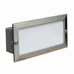 5W LED Recessed Open Face Step & Wall Fixture, 12V, 6400K, SS 304
