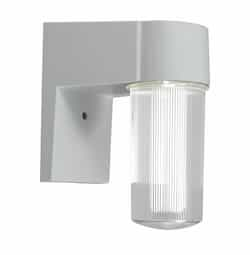 12W LED Surface Mount Wall Light, Ribbed Glass, 120V-277V, 3000K, BRZ