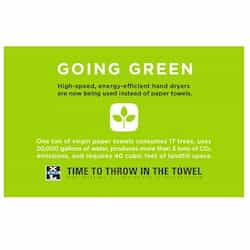 Excel Dryer Wall Placard with Going Green Message for Hand Dryers, Green