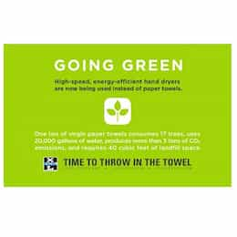 Excel Dryer Wall Placard with Going Green Message for Hand Dryers, Green