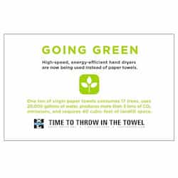 Excel Dryer Wall Placard with Going Green Message for Hand Dryers, White