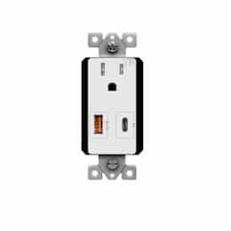 15 Amp Interchangeable USB Charger Tamper Resistant Single Receptacle