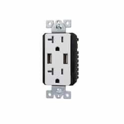 Enerlites 20 Amp Interchangeable Dual USB Charger Tamper Resistant Duplex Receptacle, White