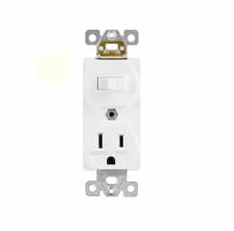 15A Combination Toggle & Tamper Resistant Receptacle, 120V, Ivory