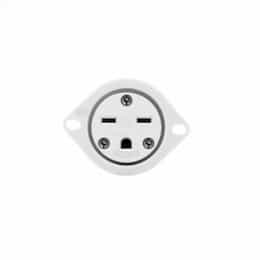 15 Amp 250V NEMA 6-15P Straight Blade Locking Flanged Outlet, White