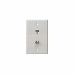 Enerlites Telephone and CATV 1-Gang Duplex F-Type and RJ11 Jack Wall Outlet, Ivory