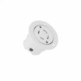 30 Amp 125V-250V NEMA L14-30C Locking Flanged Outlet, White