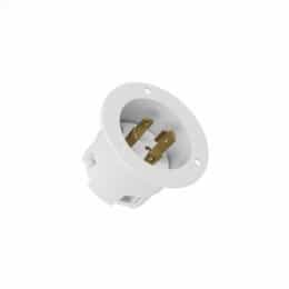 30 Amp 250V NEMA L15-30P Locking Flanged Inlet, White