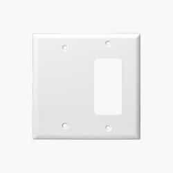 Enerlites White Combination Two Gang Blank and GFCI Plastic Wall Plates