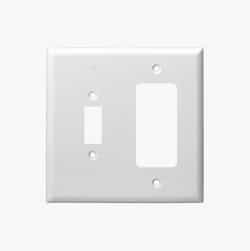 Enerlites White Combination Two Gang Toggle and GFCI Plastic Wall Plates