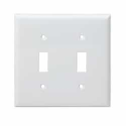 Enerlites 2-Gang Oversized Toggle Switch Wall Plate, Polycarbonate, White