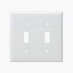 Enerlites White Colored 2-Gang Toggle Switch Plastic Wall Plate