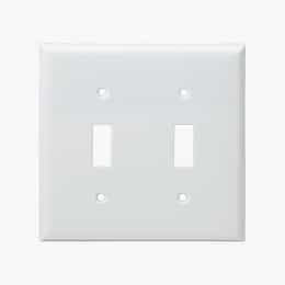 White Colored 2-Gang Toggle Switch Plastic Wall Plate