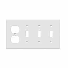 4-Gang Duplex Receptable & 3 Toggle Switch Wall Plate, White