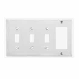 4-Gang Decorator & GFCI & 3 Toggle Switch Wall Plate, Ivory