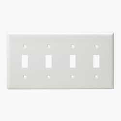 Enerlites White Mid-Size 4-Gang Toggle Switch Plastic Wall Plate