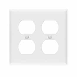 Enerlites 2-Gang Oversized Duplex Receptacle Wall Plate, Polycarbonate, White