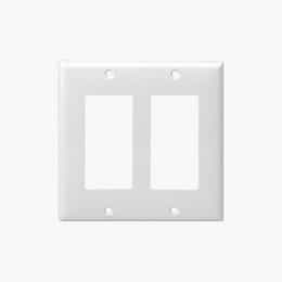 White Colored 2-Gang Decorator/GFCI Plastic Wall plates