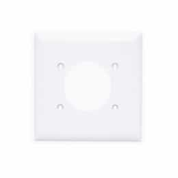 2-Gang Single Power Receptable Wall Plate Cover, 2.125 Diameter, White