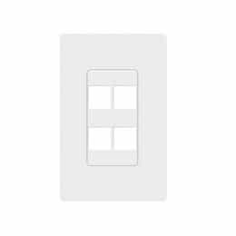 1-Gang 4-Port Decorator Keystone Wall Plate, Screwless, Polycarbonate